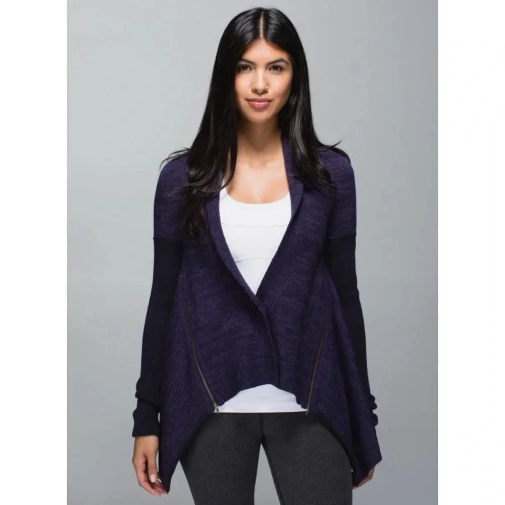 Lululemon Wrap It Up Merino Wool Sweater in Black Grape/Going Grape